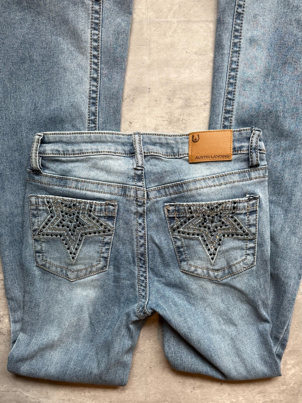 Austin Landing Light Blue Skinny Jeans with Star-Embellished Back Pockets